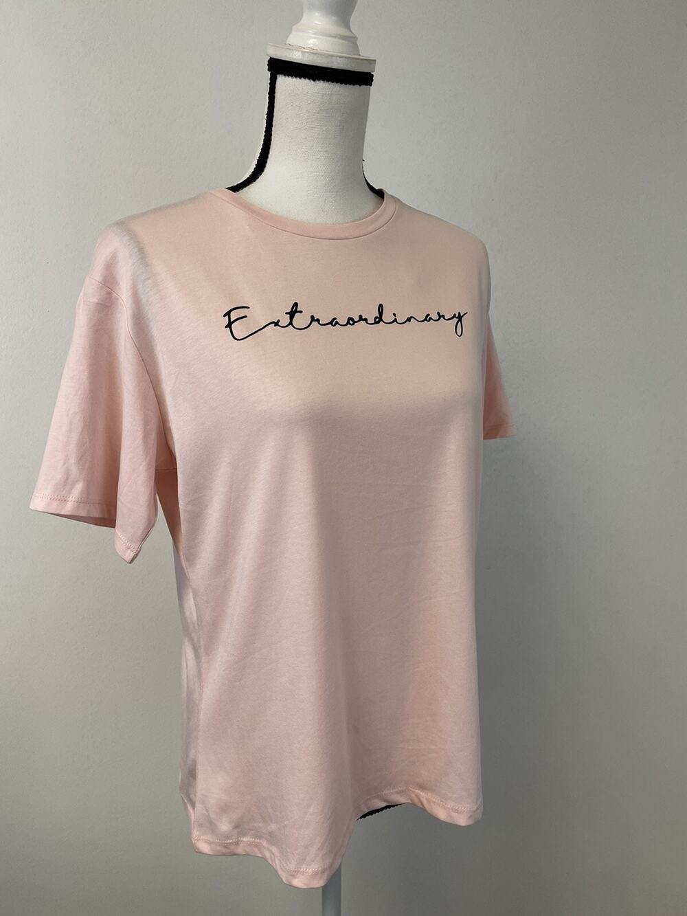 Dunnes Store Shirt Womens Medium Extraordinary Tee Short Sleeve Pink Blouse N194